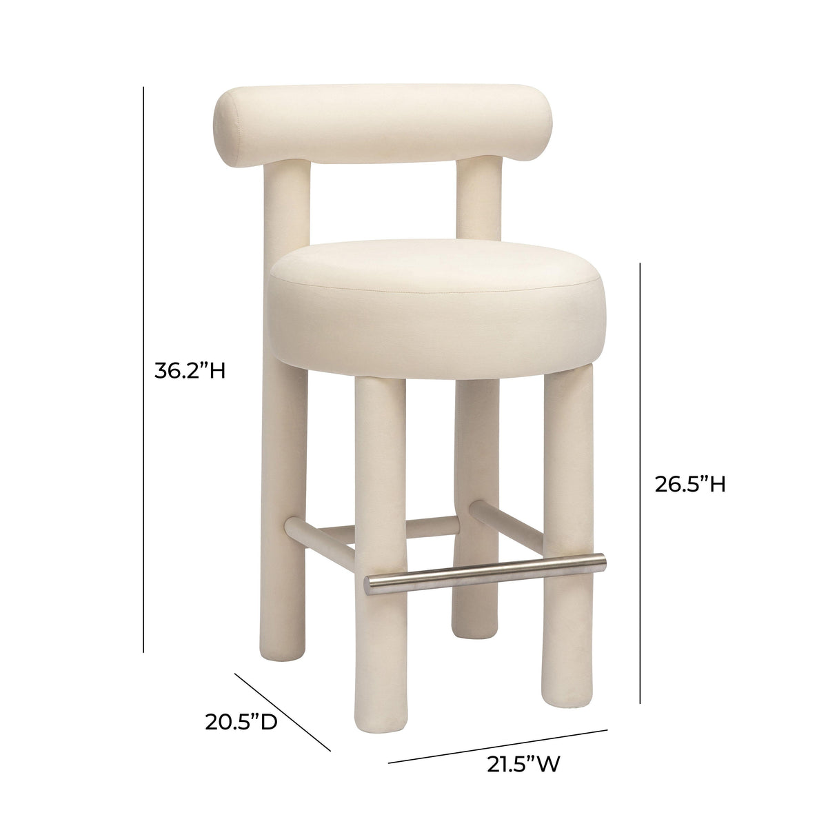 TOV Carmel Cream Velvet Counter Stool