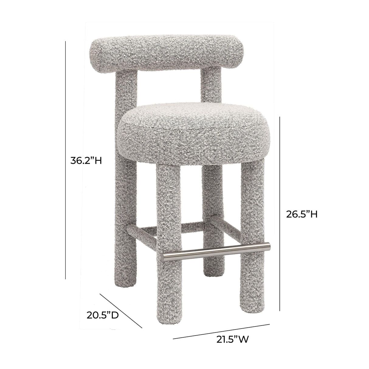TOV Carmel Black & White Performance Boucle Counter Stool