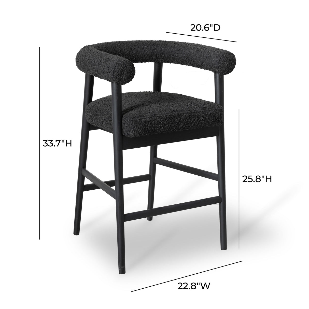 TOV Spara Black Performance Boucle Counter Stool