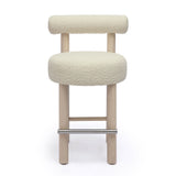 TOV Carmel Cream Boucle and Solid Wood Counter Stool