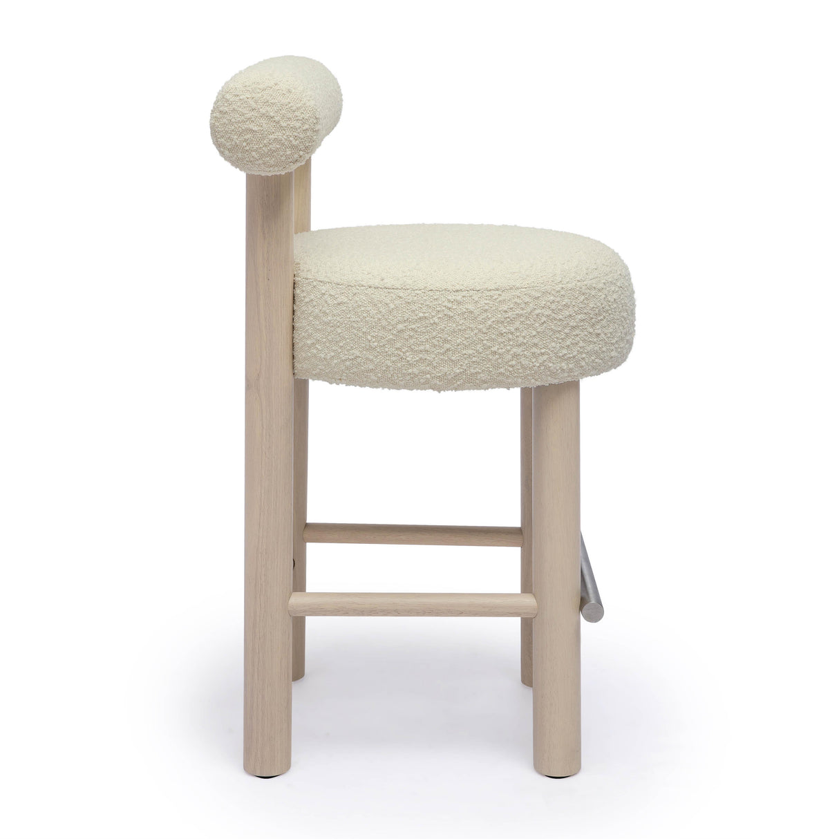 TOV Carmel Cream Boucle and Solid Wood Counter Stool