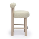 TOV Carmel Cream Boucle and Solid Wood Counter Stool