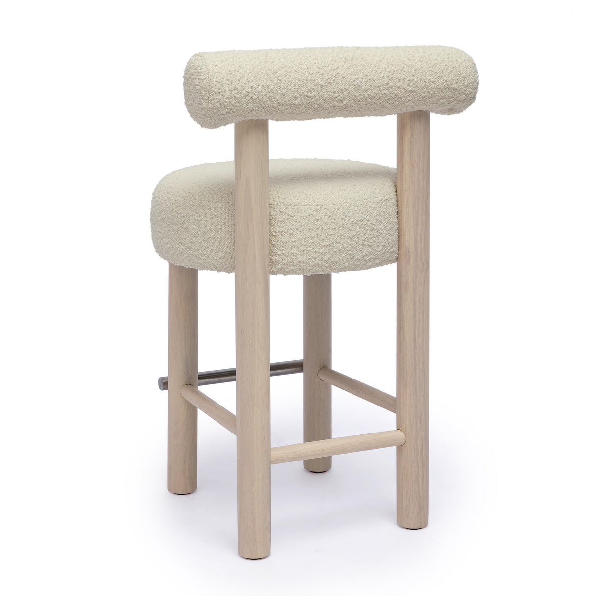 TOV Carmel Cream Boucle and Solid Wood Counter Stool