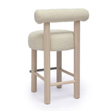 TOV Carmel Cream Boucle and Solid Wood Counter Stool