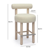 TOV Carmel Cream Boucle and Solid Wood Counter Stool