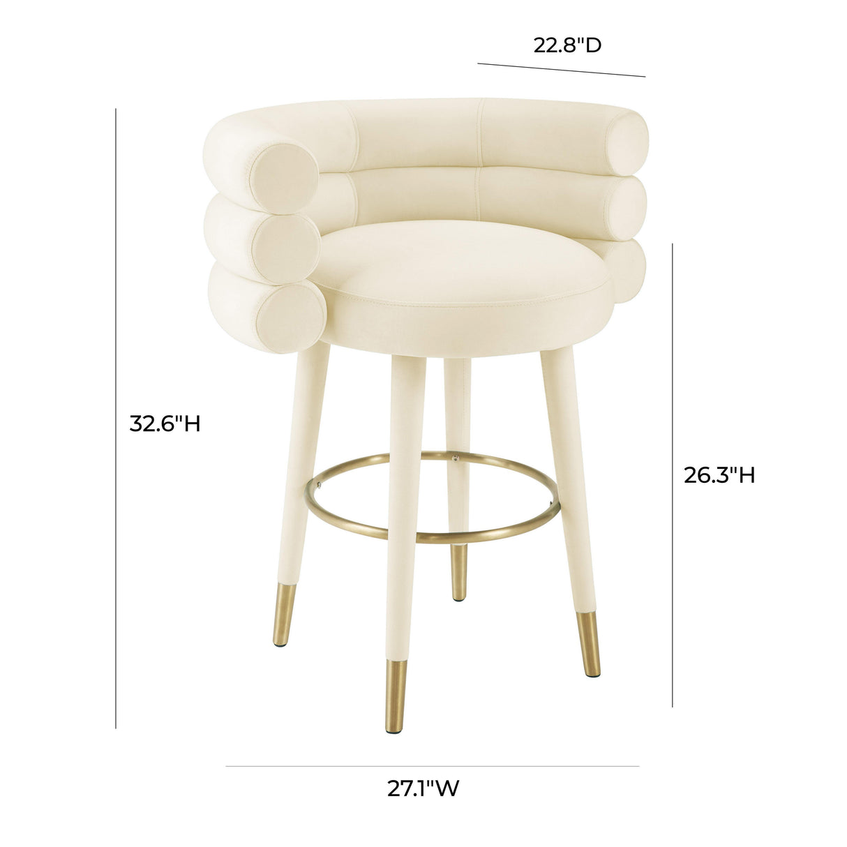 TOV Betty Cream Velvet Counter Stool
