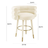 TOV Betty Cream Velvet Counter Stool