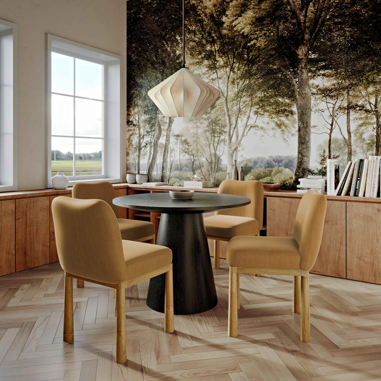 TOV Tiara Cognac Performance Velvet Oak Dining Chair