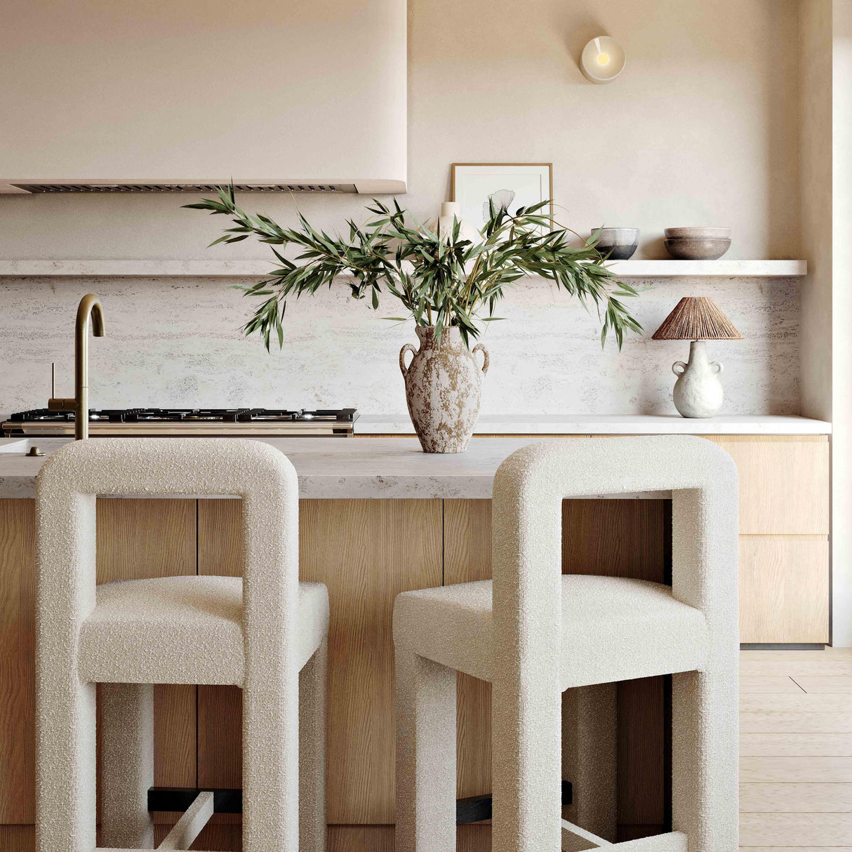 TOV Hazel Cream Boucle Counter Stool