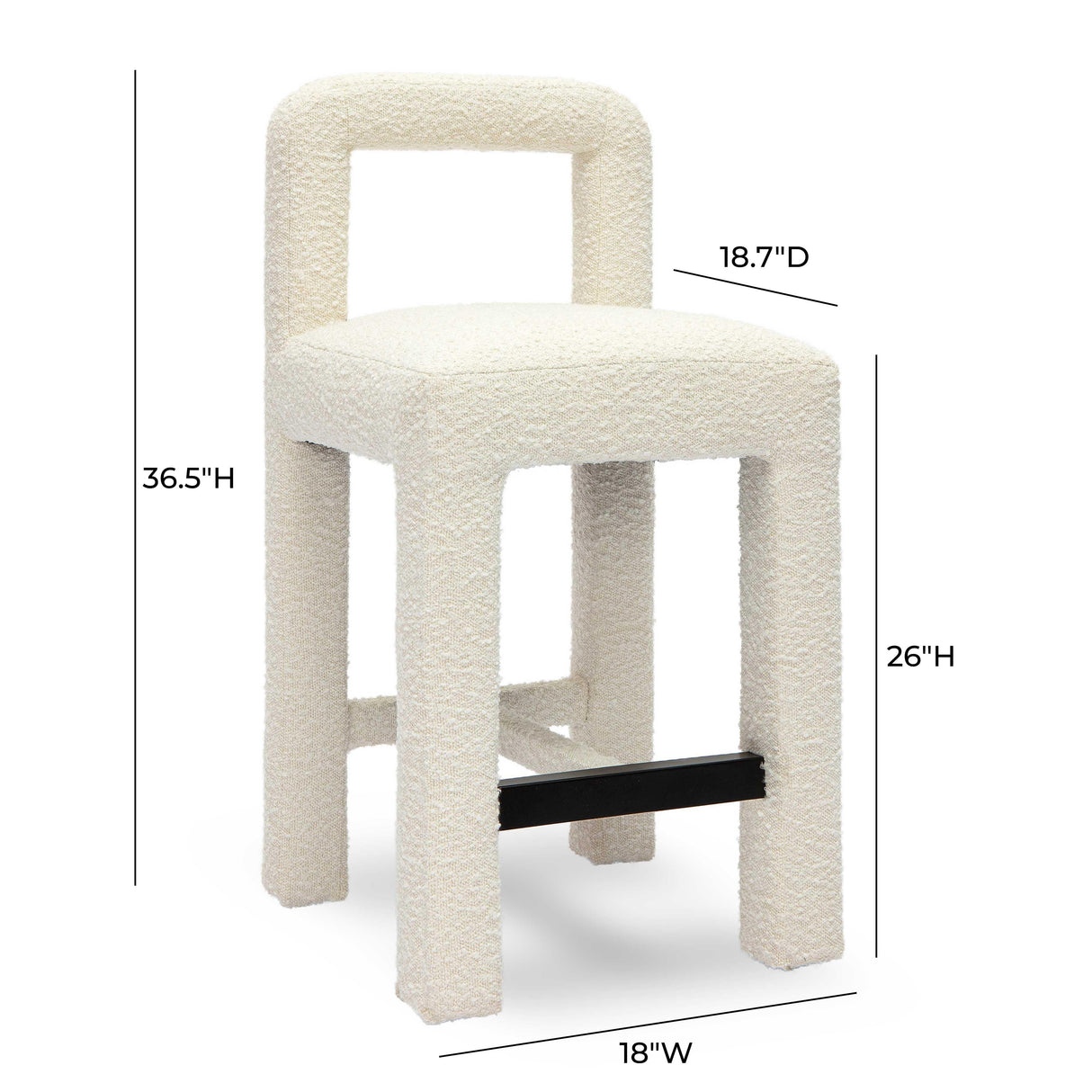 TOV Hazel Cream Boucle Counter Stool
