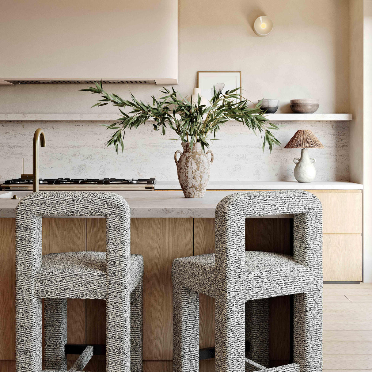 TOV Hazel Grey Boucle Counter Stool