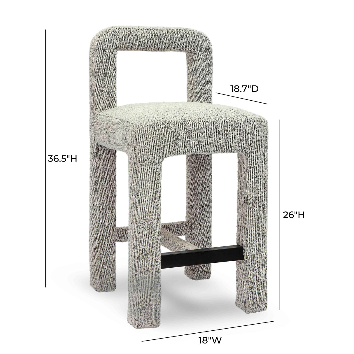 TOV Hazel Grey Boucle Counter Stool