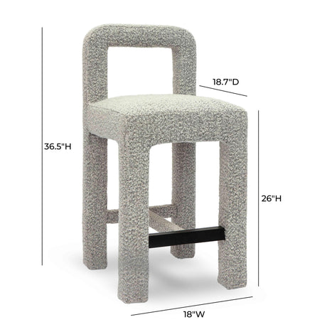 TOV Hazel Grey Boucle Counter Stool