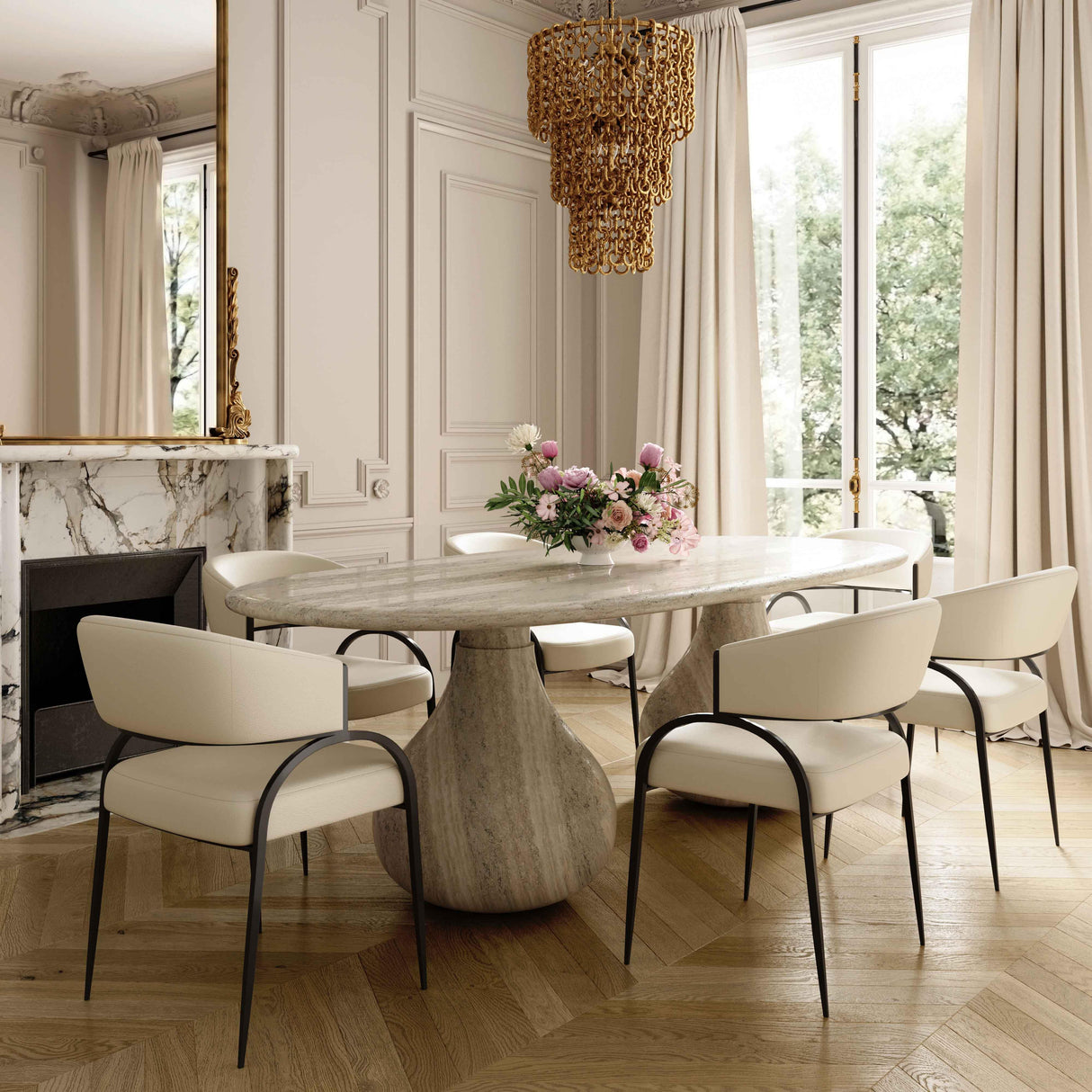 TOV Tatum Cream Performance Vegan Leather Dining Chair