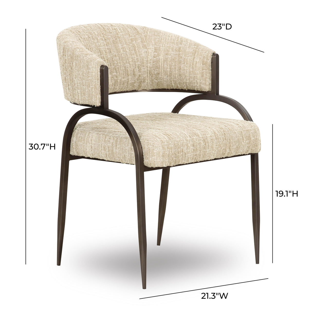 TOV Tatum Cream Textured Performance Boucle Dining Chair