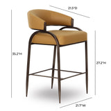 TOV Tatum Tan Performance Vegan Leather Counter Stool