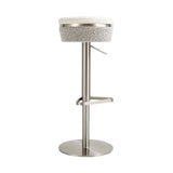 TOV Astro White and Grey Boucle Adjustable Stool