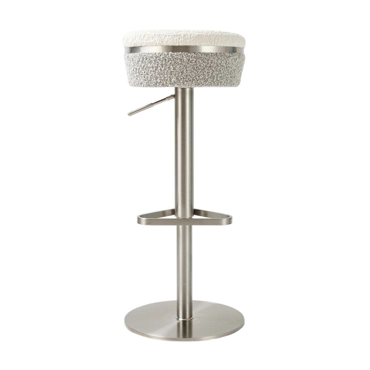 TOV Astro White and Grey Boucle Adjustable Stool