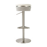 TOV Astro White and Grey Boucle Adjustable Stool