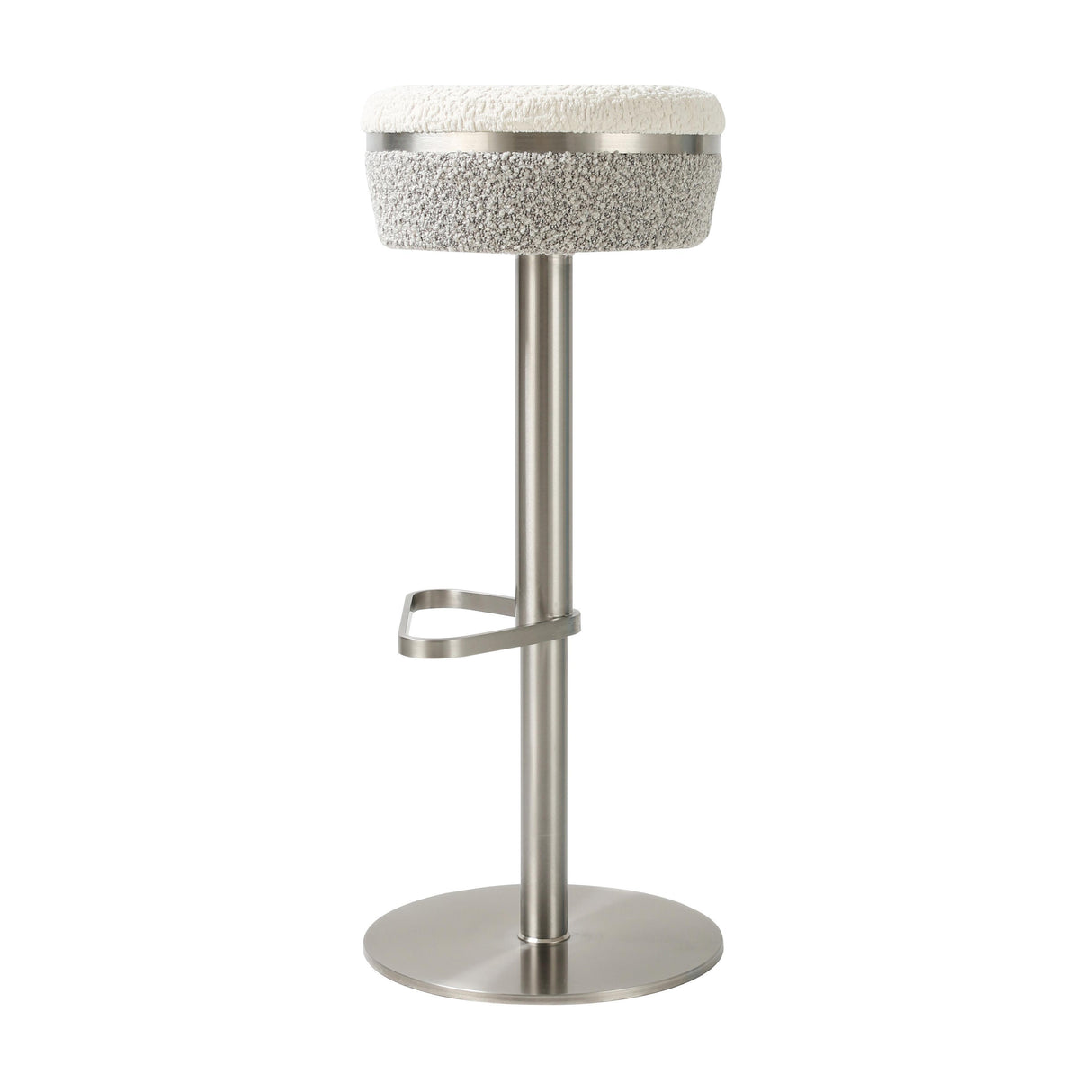 TOV Astro White and Grey Boucle Adjustable Stool