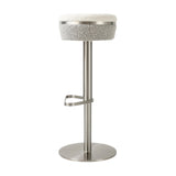 TOV Astro White and Grey Boucle Adjustable Stool