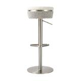 TOV Astro White and Grey Boucle Adjustable Stool