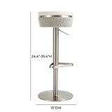 TOV Astro White and Grey Boucle Adjustable Stool