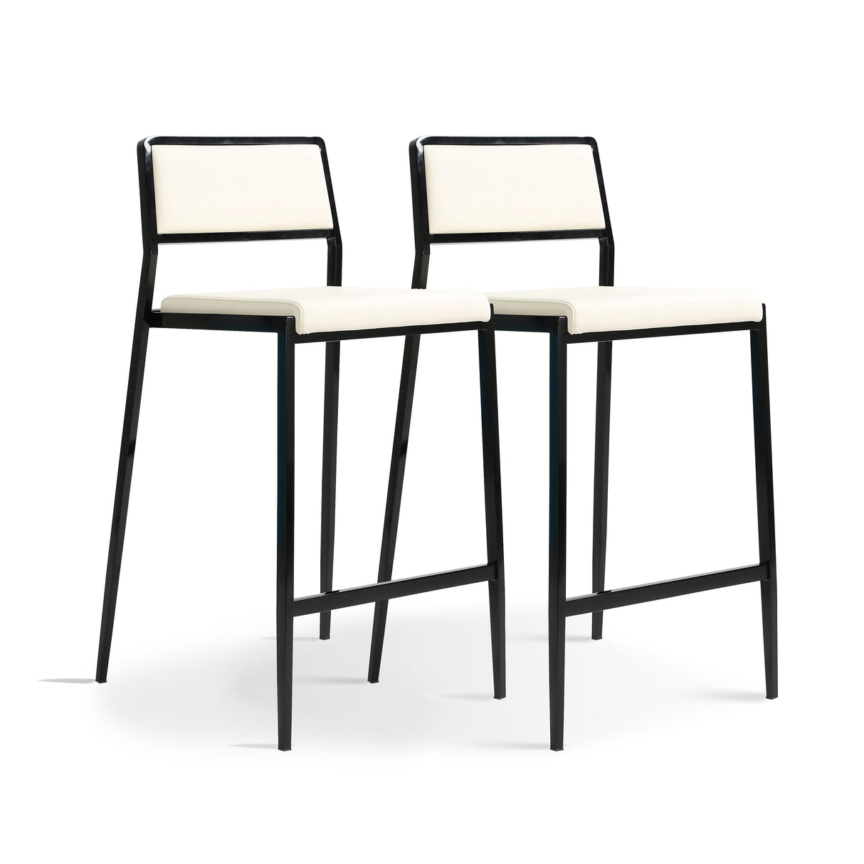TOV Gale Cream Performance Vegan Leather Stackable Stool - Set of 2