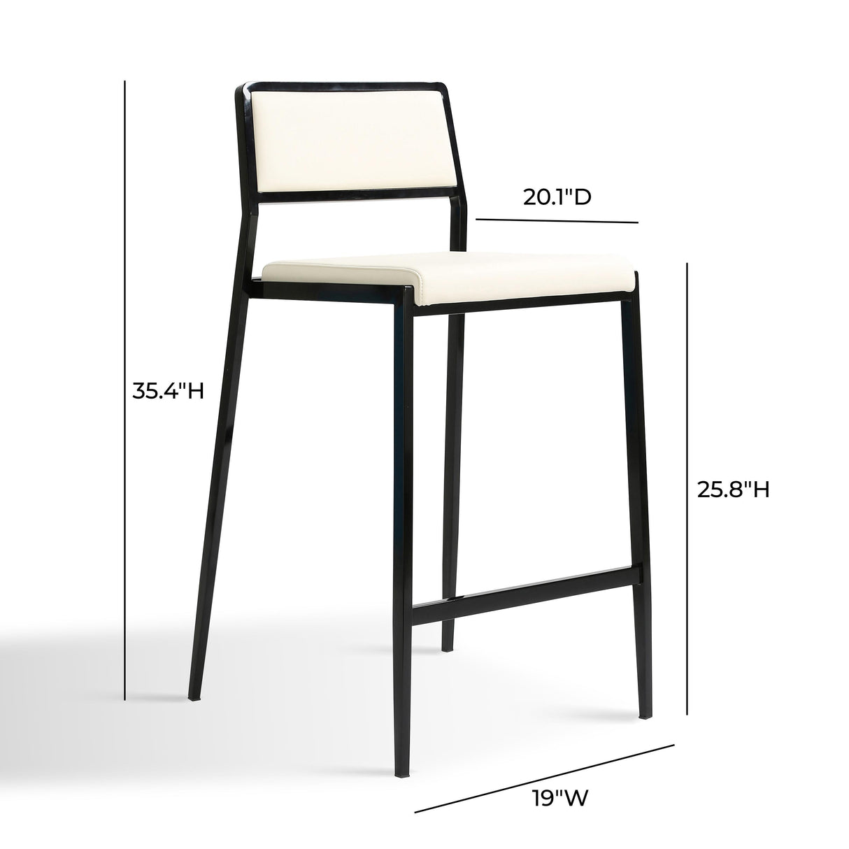 TOV Gale Cream Performance Vegan Leather Stackable Stool - Set of 2
