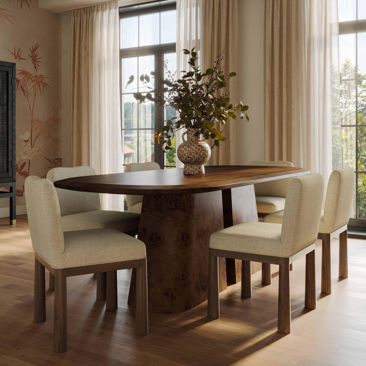 TOV Gladyss Brown Burl Oval 87" Dining Table