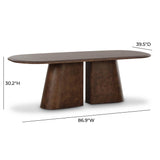 TOV Gladyss Brown Burl Oval 87" Dining Table