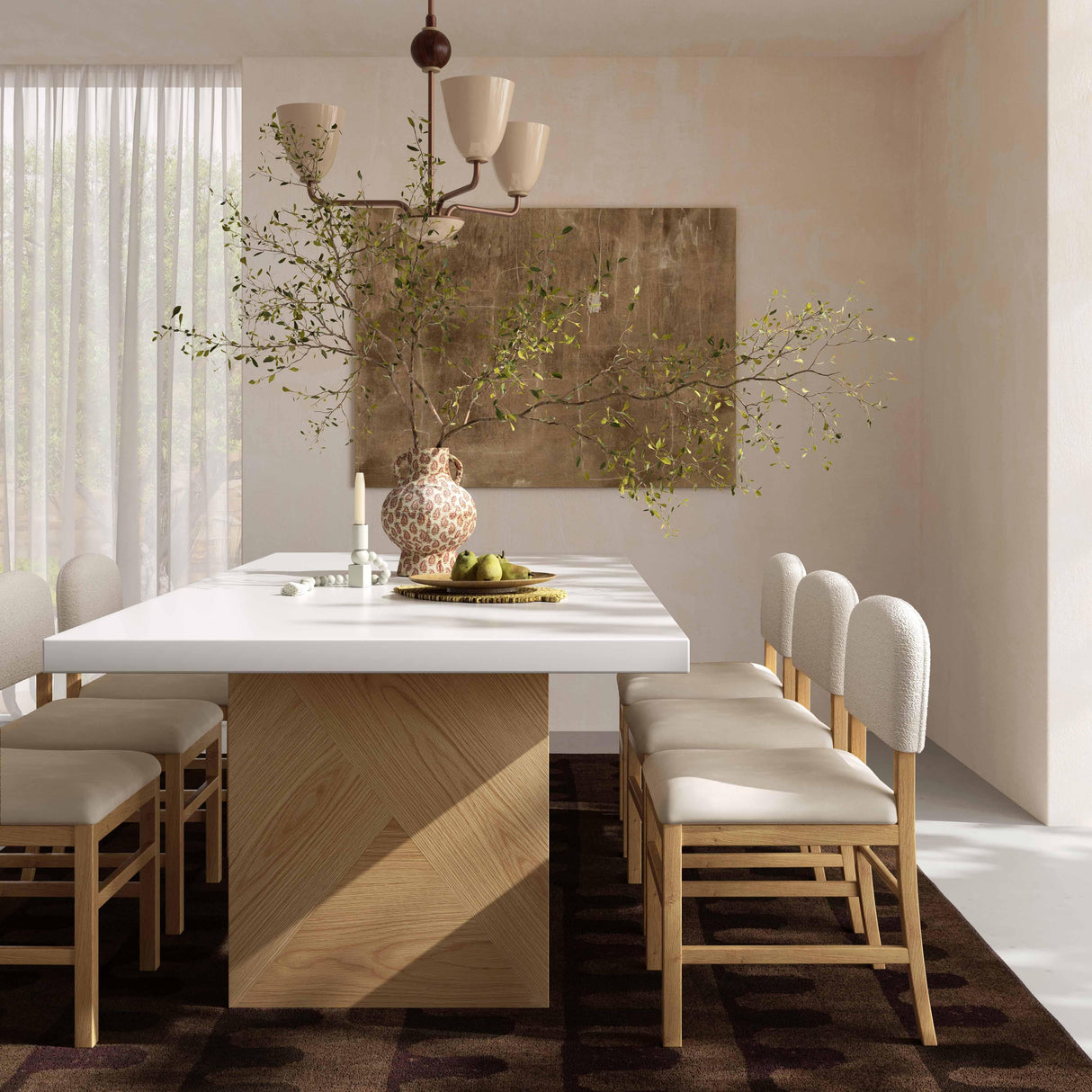 TOV Calla Cream Performance Velvet Dining Chair