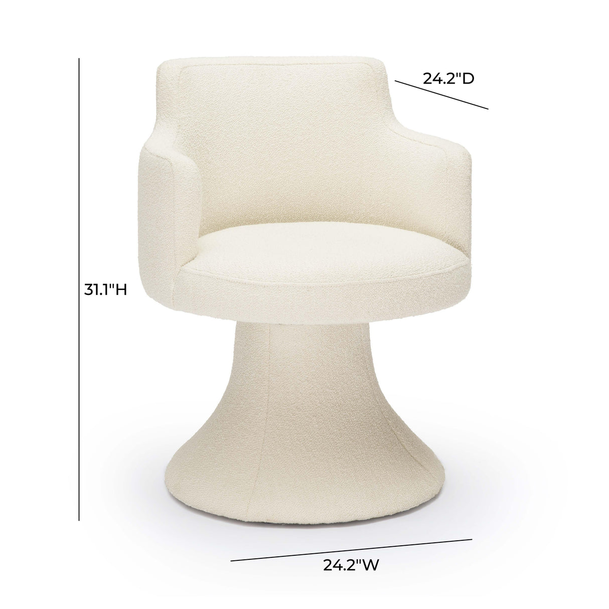 TOV Jeffree Cream Performance Boucle Swivel Dining Chair