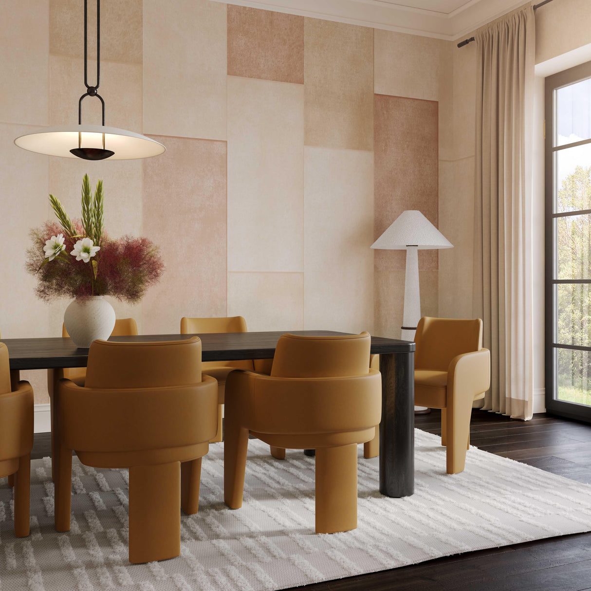 TOV Leo Tan Performance Vegan Leather Dining Chair