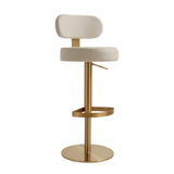 TOV Primrose Cream Textured Performance Fabric Adjustable Stool