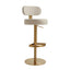 TOV Primrose Cream Textured Performance Fabric Adjustable Stool