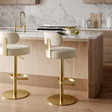 TOV Primrose Cream Textured Performance Fabric Adjustable Stool