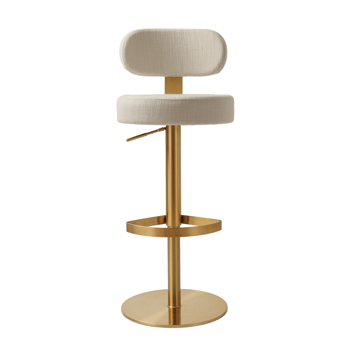 TOV Primrose Cream Textured Performance Fabric Adjustable Stool