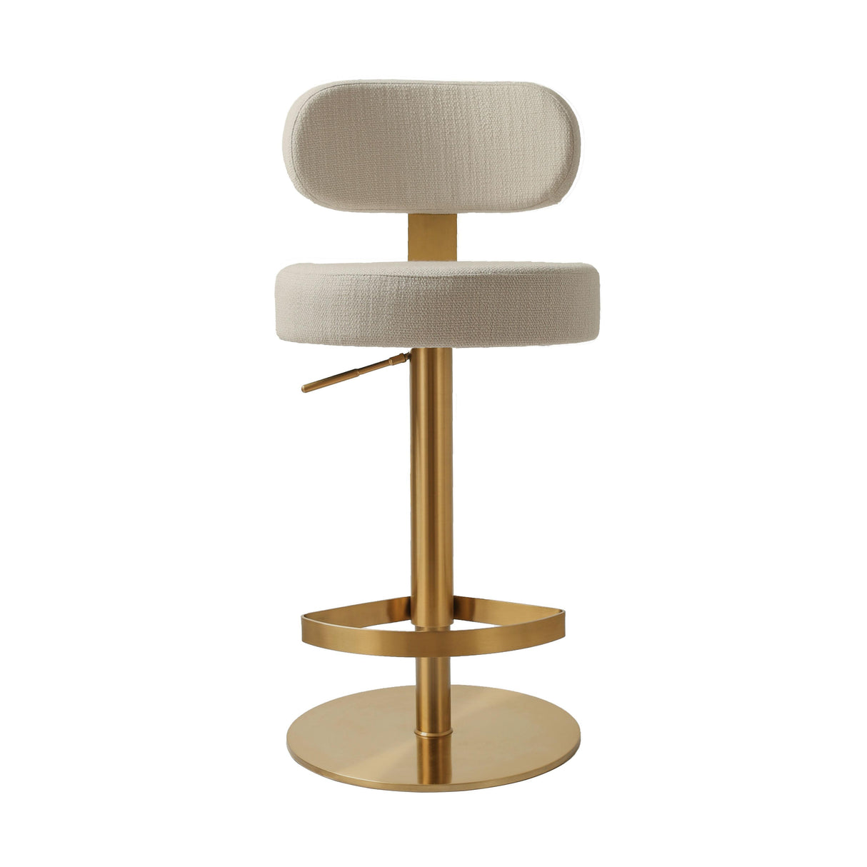TOV Primrose Cream Textured Performance Fabric Adjustable Stool