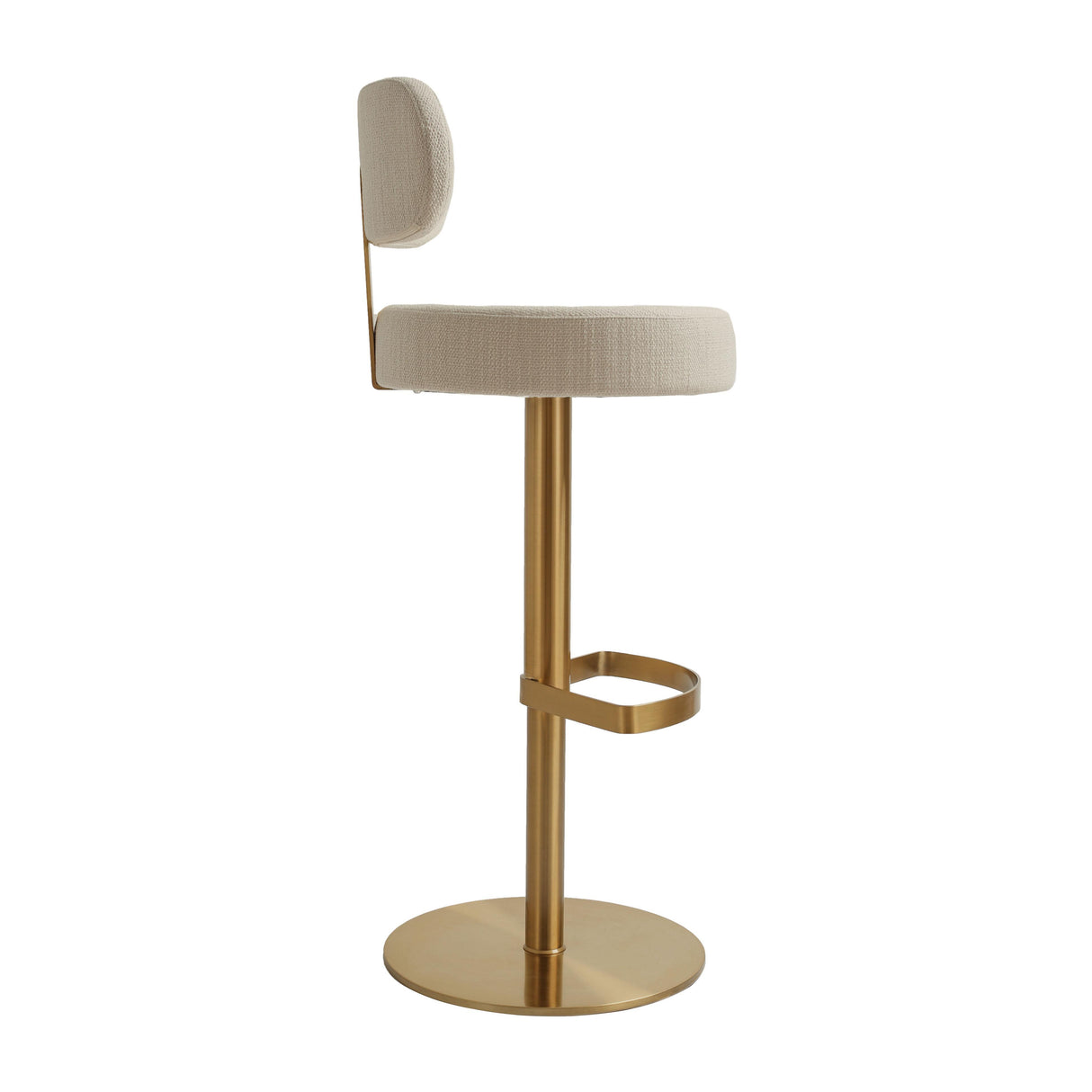 TOV Primrose Cream Textured Performance Fabric Adjustable Stool