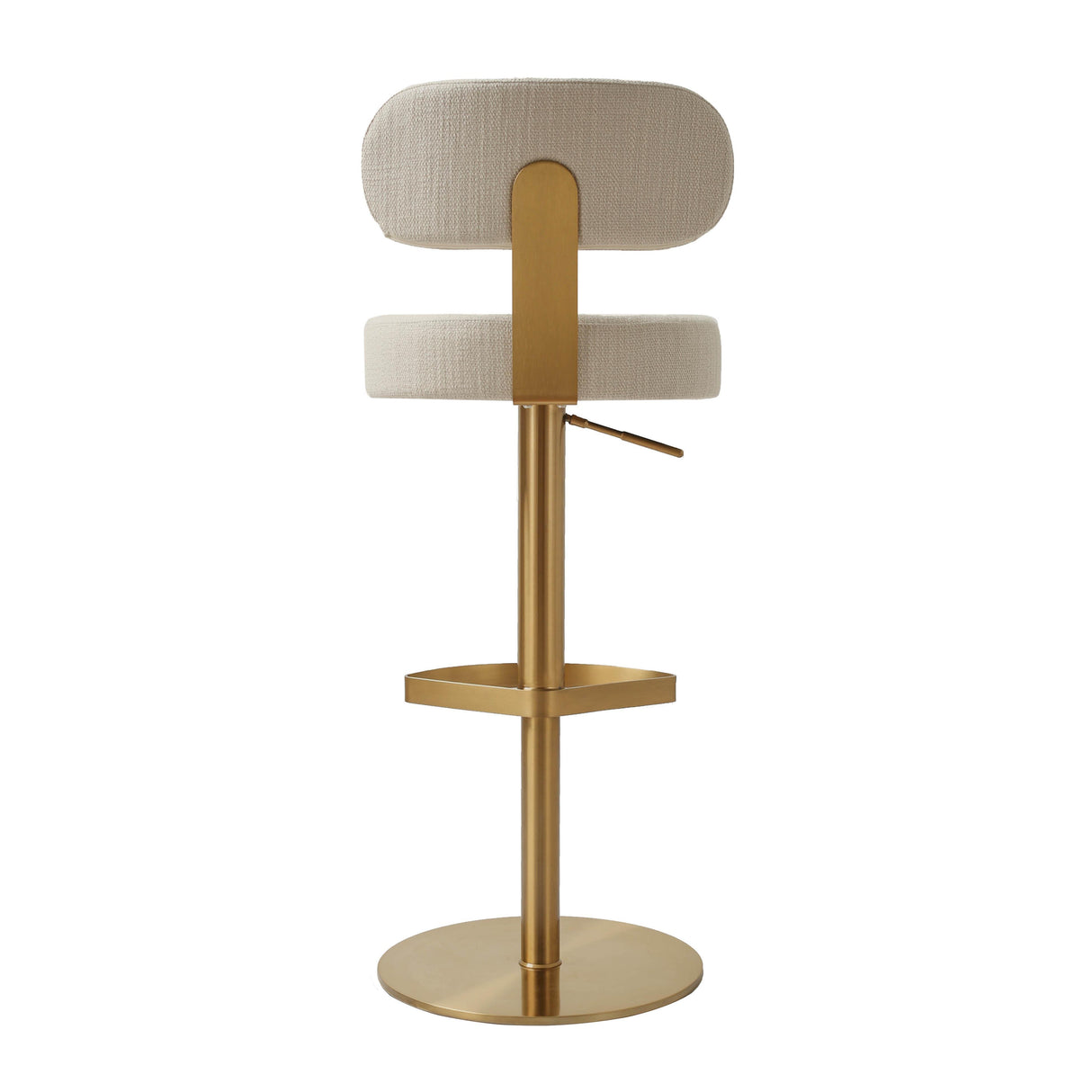 TOV Primrose Cream Textured Performance Fabric Adjustable Stool