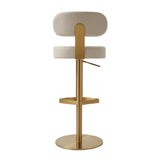 TOV Primrose Cream Textured Performance Fabric Adjustable Stool