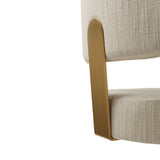 TOV Primrose Cream Textured Performance Fabric Adjustable Stool