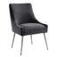 TOV Beatrix Grey Velvet Side Chair with Silver Legs