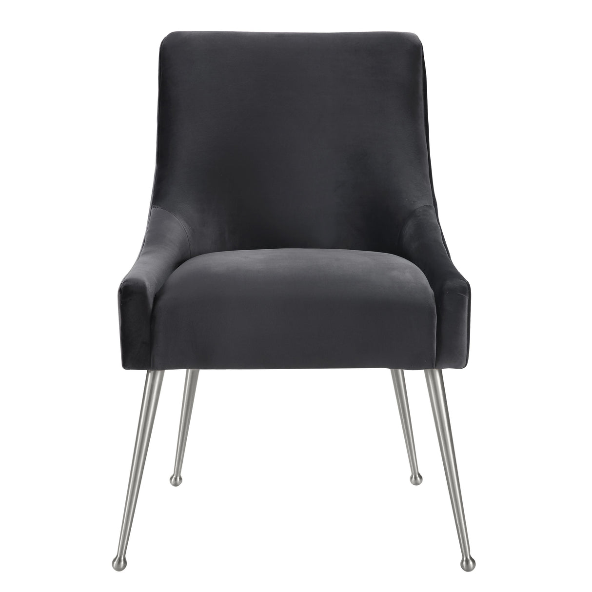 TOV Beatrix Grey Velvet Side Chair with Silver Legs