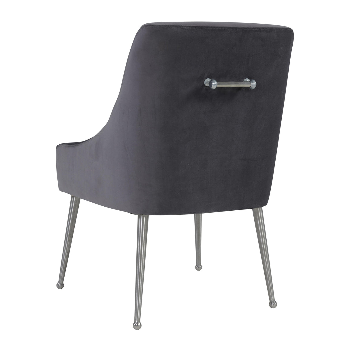 TOV Beatrix Grey Velvet Side Chair with Silver Legs