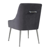 TOV Beatrix Grey Velvet Side Chair with Silver Legs