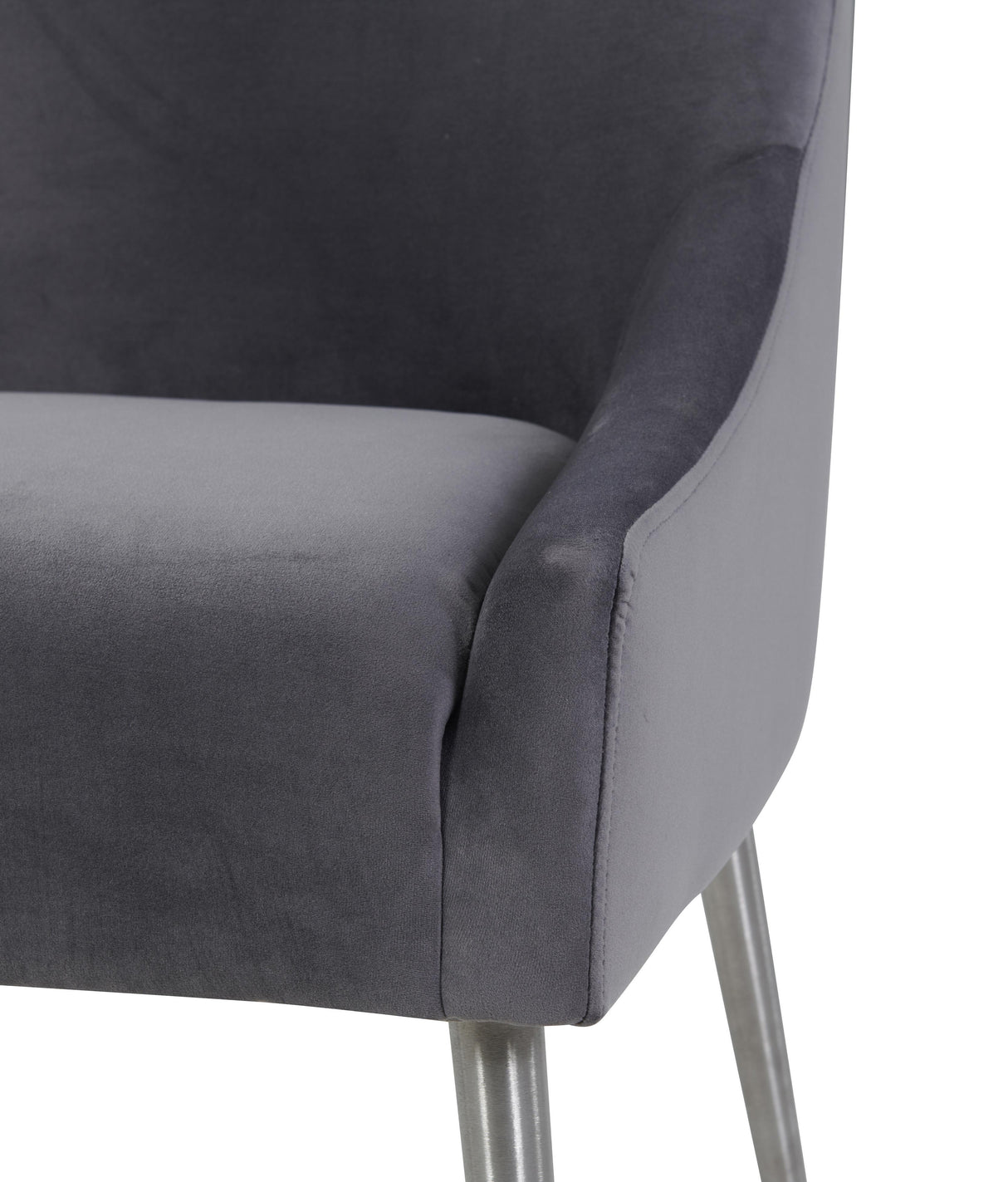 TOV Beatrix Grey Velvet Side Chair with Silver Legs