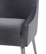 TOV Beatrix Grey Velvet Side Chair with Silver Legs