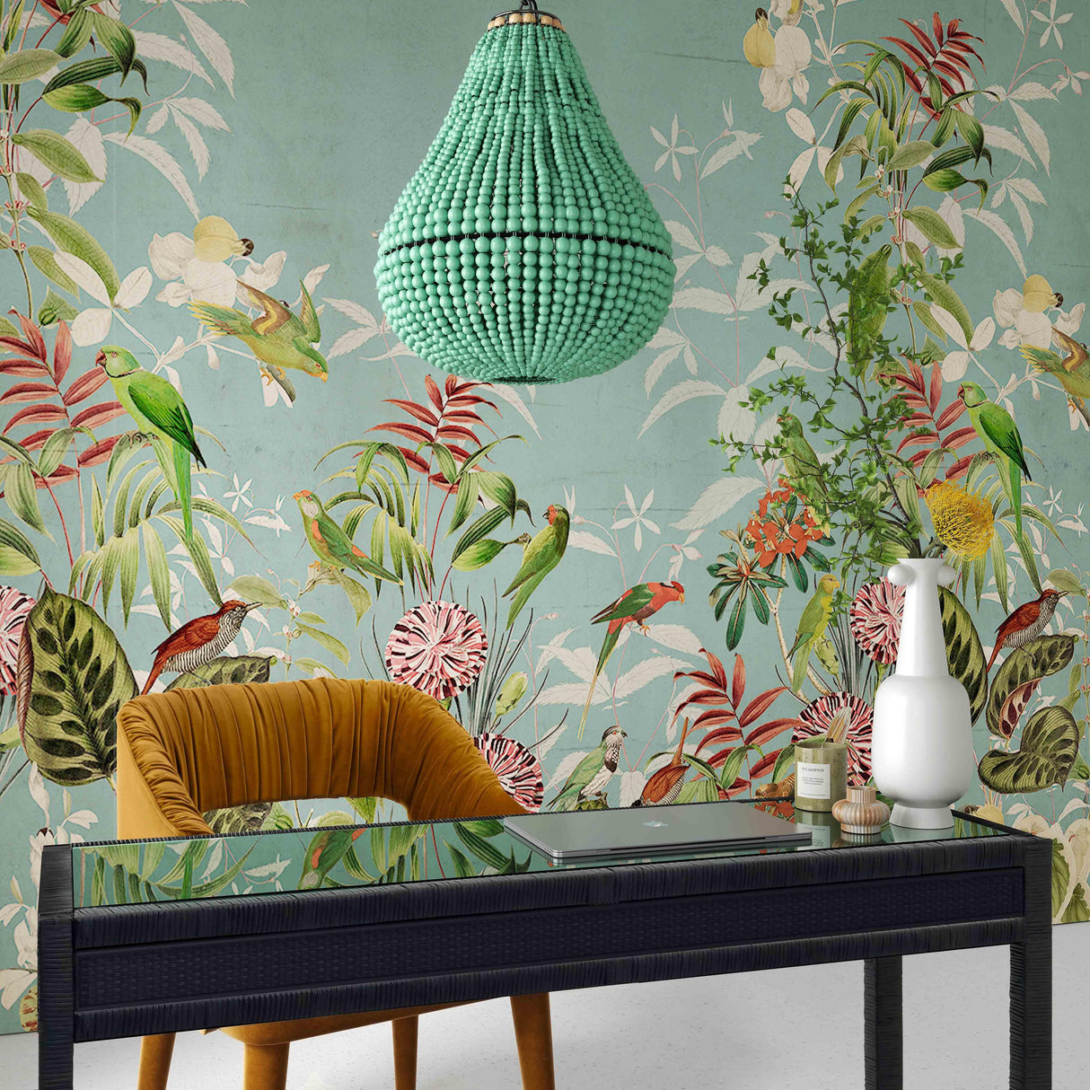 TOV Palani Green Wooden Bead Chandelier